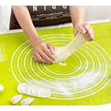 Hamur Açma Matı 50x40 Cm Hamur Ölçekli Yeşil Büyük Boy Silikon Hamur Açma Matı 50x40 Cm