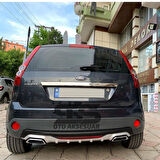 Ford Fiesta 2003-2008 Difüzör Arka Tampon Eki 2 Egzoz Çıkışlı Gri Reflektörlü