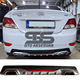 Hyundai Accent Blue Difüzör Arka Tampon Eki 2 Egzoz Çıkışlı Gri Reflektörlü