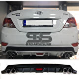 Hyundai Accent Blue Difüzör Arka Tampon Eki 4 Egzoz Çıkışlı Siyah Tip