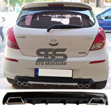 Hyundai i20 Difüzör Arka Tampon Eki 2 Egzoz Çıkışlı Siyah Lüx Tip