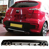Kia Rio Difüzör Arka Tampon Eki 4 Egzoz Çıkışlı Gri Lüx Tip