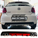 Volkswagen Polo MK5 Difüzör Arka Tampon Eki 4 Egzoz Çıkışlı Kırmızı Lüx Tip