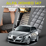 Alfa Romeo 147 Antrasit Renk Tay Tüyü Cepli & Terletmez Sırtlı Oto Koltuk Minder Seti - Koltuk Koruma Kılıfı (ÖN & ARKA TAM SET)