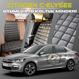 Citroen C-Elysee Antrasit Renk Tay Tüyü Cepli & Terletmez Sırtlı Oto Koltuk Minder Seti - Koltuk Koruma Kılıfı (ÖN & ARKA TAM SET)