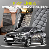 Fiat Linea Antrasit Renk Tay Tüyü Cepli & Terletmez Sırtlı Oto Koltuk Minder Seti - Koltuk Koruma Kılıfı (ÖN & ARKA TAM SET)