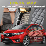 Honda Jazz Antrasit Renk Tay Tüyü Cepli & Terletmez Sırtlı Oto Koltuk Minder Seti - Koltuk Koruma Kılıfı (ÖN & ARKA TAM SET)