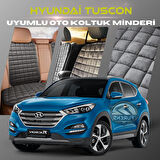 Hyundai Tuscon Antrasit Renk Tay Tüyü Cepli & Terletmez Sırtlı Oto Koltuk Minder Seti - Koltuk Koruma Kılıfı (ÖN & ARKA TAM SET)