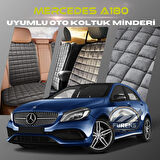 Mercedes A180 Antrasit Renk Tay Tüyü Cepli & Terletmez Sırtlı Oto Koltuk Minder Seti - Koltuk Koruma Kılıfı (ÖN & ARKA TAM SET)