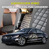Mercedes E180 Antrasit Renk Tay Tüyü Cepli & Terletmez Sırtlı Oto Koltuk Minder Seti - Koltuk Koruma Kılıfı (ÖN & ARKA TAM SET)