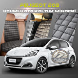 Peugeot 208 Antrasit Renk Tay Tüyü Cepli & Terletmez Sırtlı Oto Koltuk Minder Seti - Koltuk Koruma Kılıfı (ÖN & ARKA TAM SET)