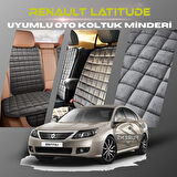 Renault Latitude Antrasit Renk Tay Tüyü Cepli & Terletmez Sırtlı Oto Koltuk Minder Seti - Koltuk Koruma Kılıfı (ÖN & ARKA TAM SET)