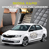 Skoda Rapid Antrasit Renk Tay Tüyü Cepli & Terletmez Sırtlı Oto Koltuk Minder Seti - Koltuk Koruma Kılıfı (ÖN & ARKA TAM SET)