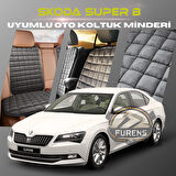 Skoda SuperB Antrasit Renk Tay Tüyü Cepli & Terletmez Sırtlı Oto Koltuk Minder Seti - Koltuk Koruma Kılıfı (ÖN & ARKA TAM SET)