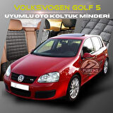 Volksvogen Golf 5 Antrasit Renk Tay Tüyü Cepli & Terletmez Sırtlı Oto Koltuk Minder Seti - Koltuk Koruma Kılıfı (ÖN & ARKA TAM SET)