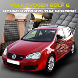 Volksvogen Golf 6 Antrasit Renk Tay Tüyü Cepli & Terletmez Sırtlı Oto Koltuk Minder Seti - Koltuk Koruma Kılıfı (ÖN & ARKA TAM SET)