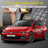 Volksvogen Golf 8 Antrasit Renk Tay Tüyü Cepli & Terletmez Sırtlı Oto Koltuk Minder Seti - Koltuk Koruma Kılıfı (ÖN & ARKA TAM SET)