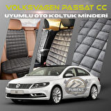 Volksvogen Passat cc Antrasit Renk Tay Tüyü Cepli & Terletmez Sırtlı Oto Koltuk Minder Seti - Koltuk Koruma Kılıfı (ÖN & ARKA TAM SET)