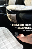 Volvo S60 Antrasit Renk Tay Tüyü Cepli & Terletmez Sırtlı Oto Koltuk Minder Seti - Koltuk Koruma Kılıfı (ÖN & ARKA TAM SET)