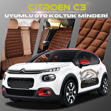 Citroen C3 Kahverengi Renk Tay Tüyü Cepli & Terletmez Sırtlı Oto Koltuk Minder Seti - Koltuk Koruma Kılıfı (ÖN & ARKA TAM SET)