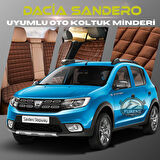 Dacia Sandero Kahverengi Renk Tay Tüyü Cepli & Terletmez Sırtlı Oto Koltuk Minder Seti - Koltuk Koruma Kılıfı (ÖN & ARKA TAM SET)