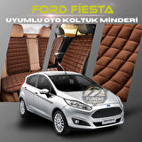 Ford Fiesta Kahverengi Renk Tay Tüyü Cepli & Terletmez Sırtlı Oto Koltuk Minder Seti - Koltuk Koruma Kılıfı (ÖN & ARKA TAM SET)