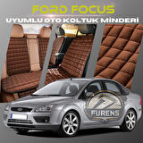 Ford Focus 2 Kahverengi Renk Tay Tüyü Cepli & Terletmez Sırtlı Oto Koltuk Minder Seti - Koltuk Koruma Kılıfı (ÖN & ARKA TAM SET)