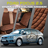 Ford Focus 2.5 Kahverengi Renk Tay Tüyü Cepli & Terletmez Sırtlı Oto Koltuk Minder Seti - Koltuk Koruma Kılıfı (ÖN & ARKA TAM SET)