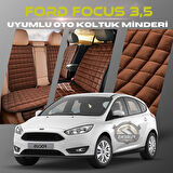 Ford Focus 3.5 Kahverengi Renk Tay Tüyü Cepli & Terletmez Sırtlı Oto Koltuk Minder Seti - Koltuk Koruma Kılıfı (ÖN & ARKA TAM SET)