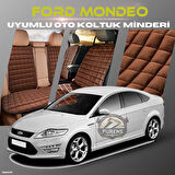Ford Mondeo Kahverengi Renk Tay Tüyü Cepli & Terletmez Sırtlı Oto Koltuk Minder Seti - Koltuk Koruma Kılıfı (ÖN & ARKA TAM SET)