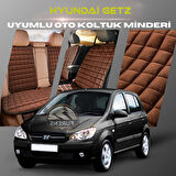 Hyundai Getz Kahverengi Renk Tay Tüyü Cepli & Terletmez Sırtlı Oto Koltuk Minder Seti - Koltuk Koruma Kılıfı (ÖN & ARKA TAM SET)