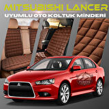 Mitsubishi Lancer Kahverengi Renk Tay Tüyü Cepli & Terletmez Sırtlı Oto Koltuk Minder Seti - Koltuk Koruma Kılıfı (ÖN & ARKA TAM SET)