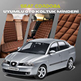 Seat Cordoba Kahverengi Renk Tay Tüyü Cepli & Terletmez Sırtlı Oto Koltuk Minder Seti - Koltuk Koruma Kılıfı (ÖN & ARKA TAM SET)