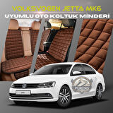 Volksvogen Jetta mk6 Kahverengi Renk Tay Tüyü Cepli & Terletmez Sırtlı Oto Koltuk Minder Seti - Koltuk Koruma Kılıfı (ÖN & ARKA TAM SET)