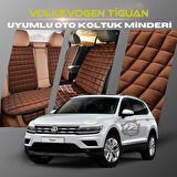 Volksvogen Tiguan Kahverengi Renk Tay Tüyü Cepli & Terletmez Sırtlı Oto Koltuk Minder Seti - Koltuk Koruma Kılıfı (ÖN & ARKA TAM SET)