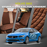 Volvo S60 Kahverengi Renk Tay Tüyü Cepli & Terletmez Sırtlı Oto Koltuk Minder Seti - Koltuk Koruma Kılıfı (ÖN & ARKA TAM SET)