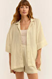 Kadın Müslin Plaj Takımı - Yazlık Oversize Gömlek ve Şort İkili Set | Rahat ve Şık Plaj & Günlük Kombin