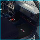 Tofaş Şahin Doğan Kartal Nakışlı Siyah Oto Paspas & Vites Konsol Halısı & Torpido Alt Sehpa Örtüsü