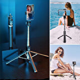 Sylar Fotoğraf Makinası ve Telefon Takılabilen 2si 1 Arada 2.2m Uzayan Selfie Çubuğu Kumandalı Tripod