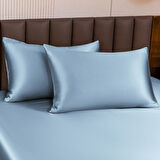 Sylar Antibakteriyel Terletmeyen İpek Saten Yastık Kılıfı 2'li 50x70 Mavi