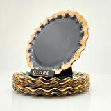 Glore Alba Altın Yaldızlı Cam Pasta Tabağı Takımı