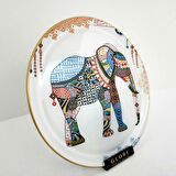 Glore Elephant Altın Yaldızlı Cam Tepsi