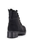 Kadın Siyah Nubuk Bağcıklı, Fermuarlı Postal Bot – Kalın Tabanlı Günlük Kışlık Bot