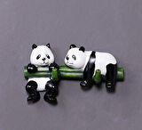 Dekoratif Ikili Modern Duvar Askılık Bambu Üstünde Panda Dekor