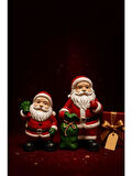 Dekoratif İkili Noel Baba Biblosu Noel Dekorasyon Figürü Hediyelik Yeni Yıl Süsü