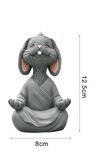 Dekoratif Yoga Yapan Tavşan Biblo Meditasyon Küçük Boy Tavşan Heykeli Ev Dekoru 8x12.5 cm