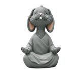 Dekoratif Yoga Yapan Tavşan Biblo Meditasyon Büyük Boy Tavşan Heykeli Ev Dekoru 18x11.5 cm