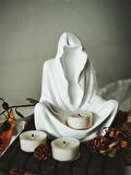 Dekoratif Ghost Hayalet Figürlü Tealight Mumluk Ev Dekoru Ofis Dekoru Süs