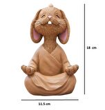 Dekoratif Yoga Yapan Tavşan Biblo Meditasyon Büyük Boy Tavşan Heykeli Ev Dekoru 18x11.5 cm