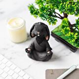 Dekoratif Yoga Yapan Tavşan Biblo Meditasyon Küçük Boy Tavşan Heykeli Ev Dekoru 8x12.5 cm